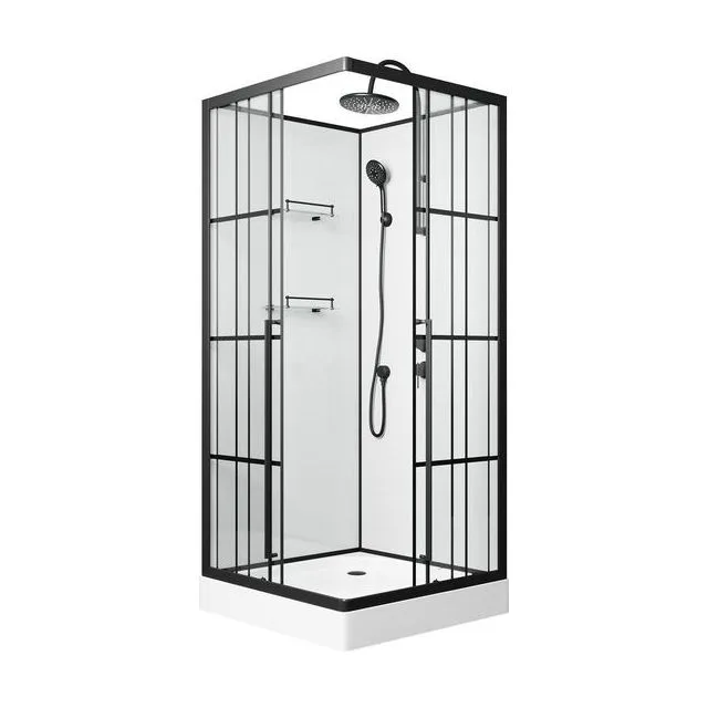 Душевая кабина Niagara Standart ST100/15QR/KL/BKT (100х100х225) низкий поддон(15см),черный,стекло прозрачное