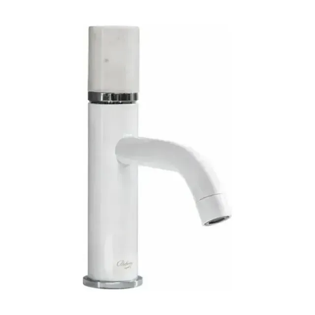 Смеситель Boheme Stick 121-W-MR-WHITE для раковины белый матовый ручка белый мрамор