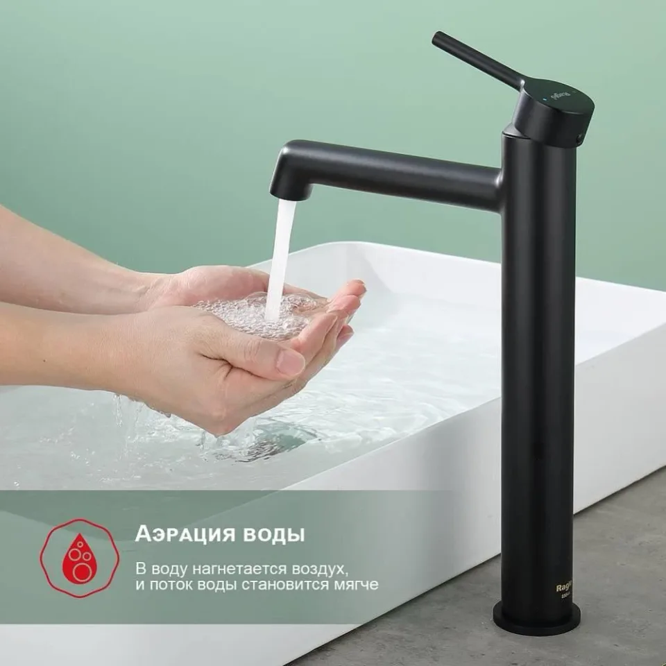 Смеситель Raglo R20.15.06 для раковины черный матовый