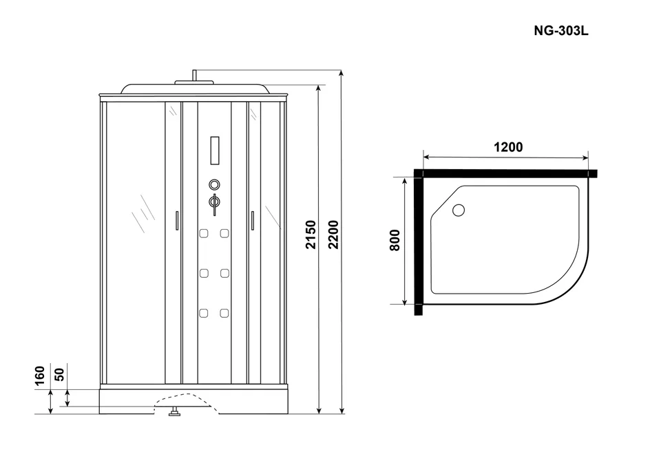 Душевая кабина Niagara Ultra NG-303-01L (120х80х220) низкий поддон(16см),стекло матовое,4 места