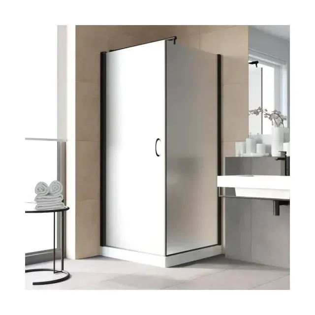 Душевой уголок EP-Fis LUX 80*90 02М 10 L, профиль черный матовый, стекло сатин