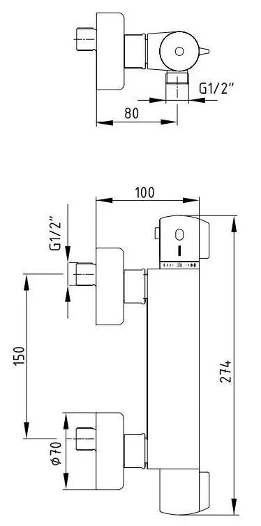 Термостат E.C.A. Thermostatic 102102341EX для душа без душевых аксессуаров хром