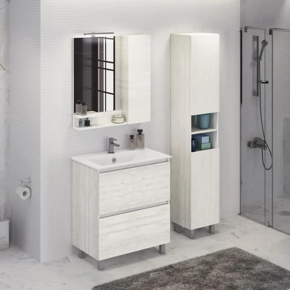 Зеркало-шкаф Comforty Верона 75 дуб белый
