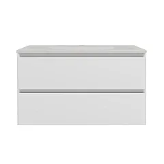 Тумба с раковиной Vincea Люка Софт-Тач (Luka Soft-Touch) 80 белая матовая (раковина гелькоут белая)