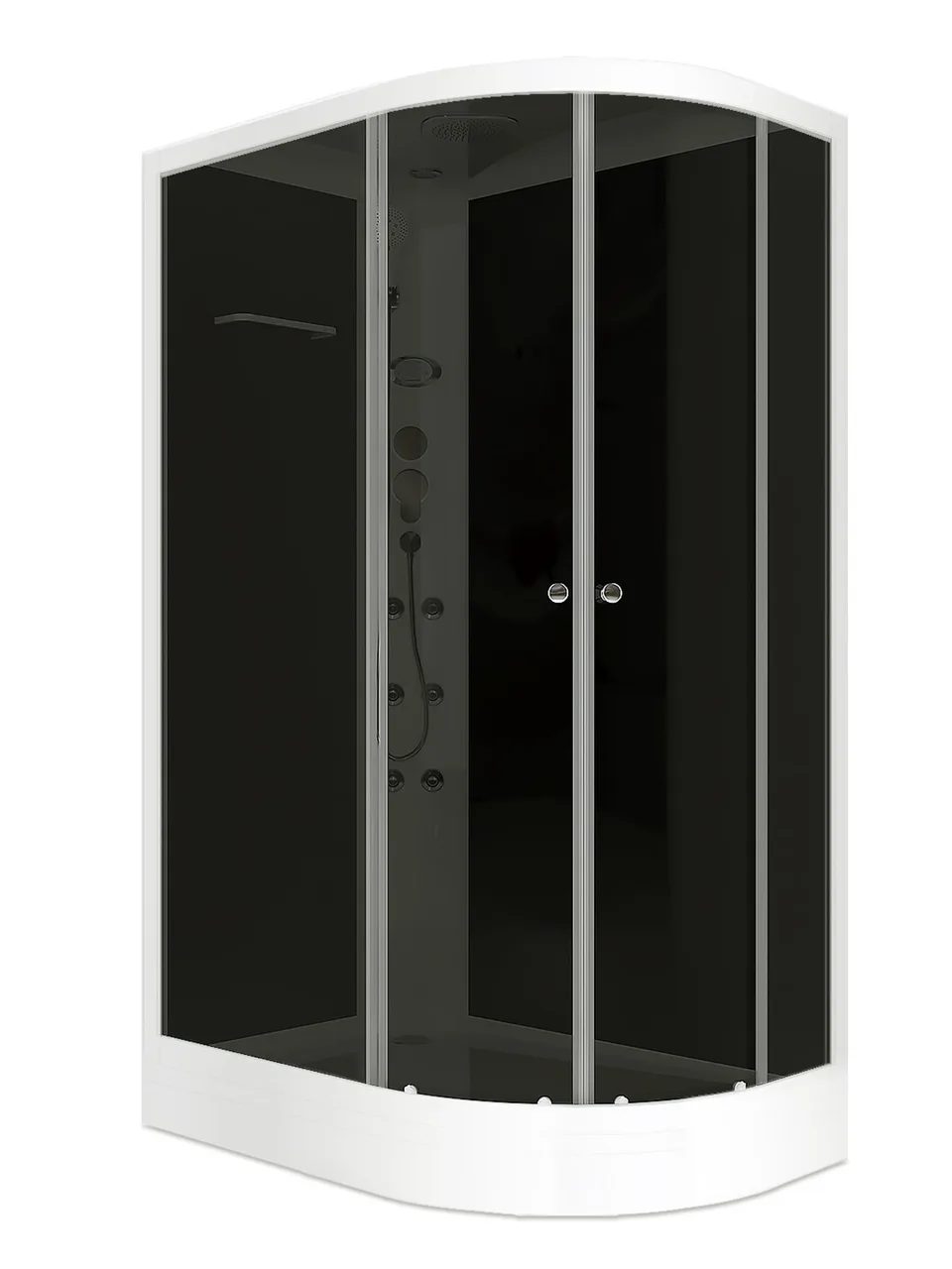 Душевая кабина Domani-Spa Delight Slim 128 (120х80 см), левое исполнение — черные стенки, тонированные стекла, блок управления, вертикальный гидромассаж