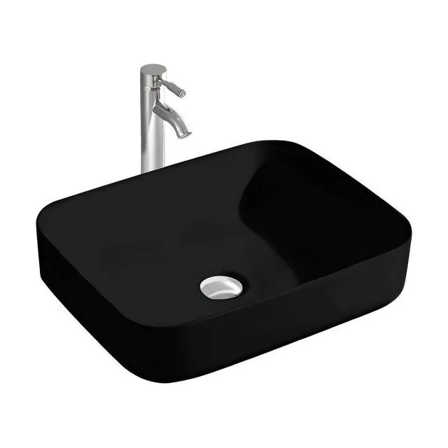 Раковина накладная для установки на столешницу AQUATEK ВЕГА AQ5515-MB 500*390*130, матовый черный