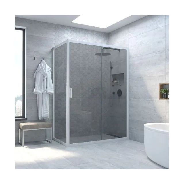 Душевой уголок ZP+ZPV NOVO h2000 115*85 01 07, профиль белый, стекло графит