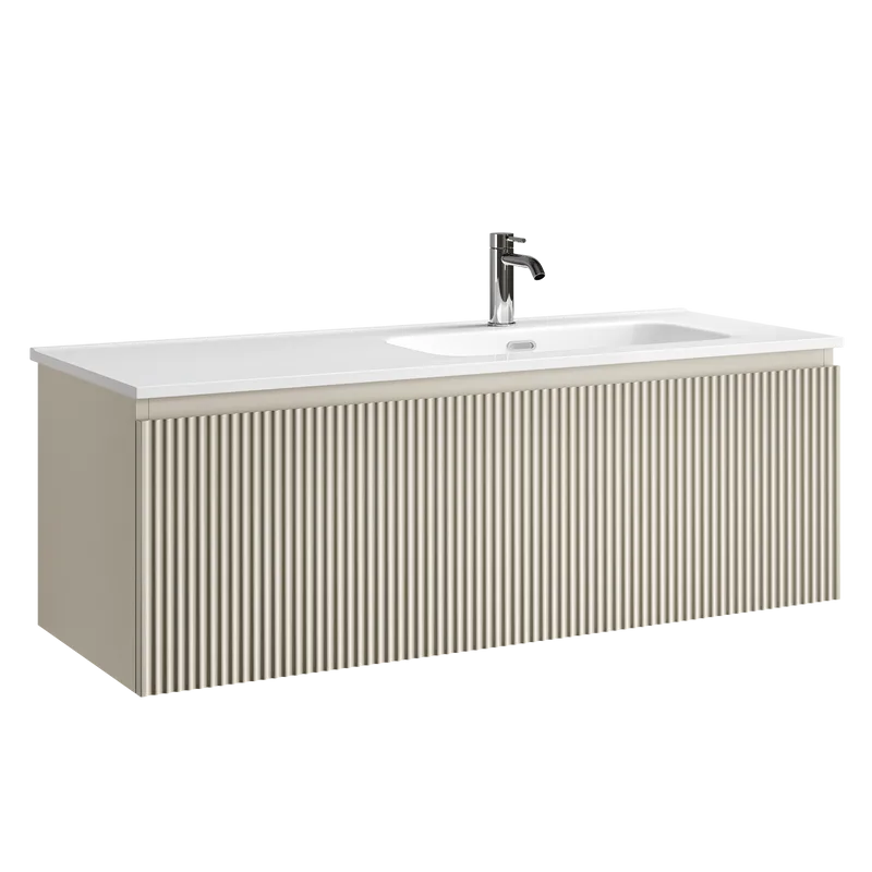 Тумба под раковину Sancos Сноб Р 1.0 (Snob R 1.0) SNR1.0120RCE 120 см подвесная правая 1 ящик бежевый матовый (beige soft)