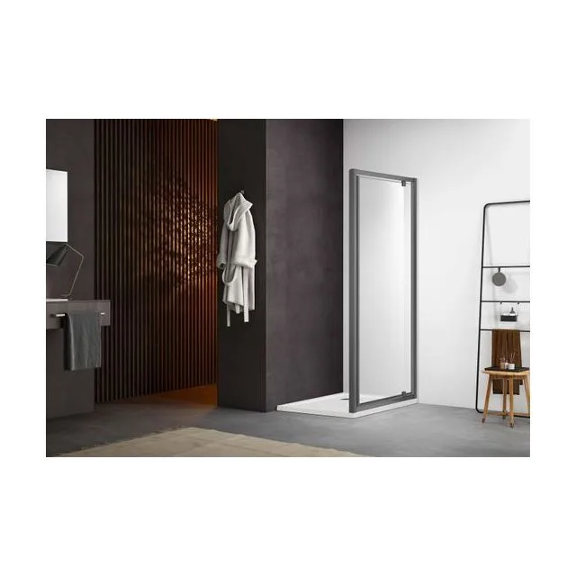 AQ ARI PI 10020GM Душевая дверь, распашная 1000x2000 профиль оружейная сталь, стекло прозрачное
