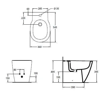 Напольное биде Ideal Standard Connect 36*54,5