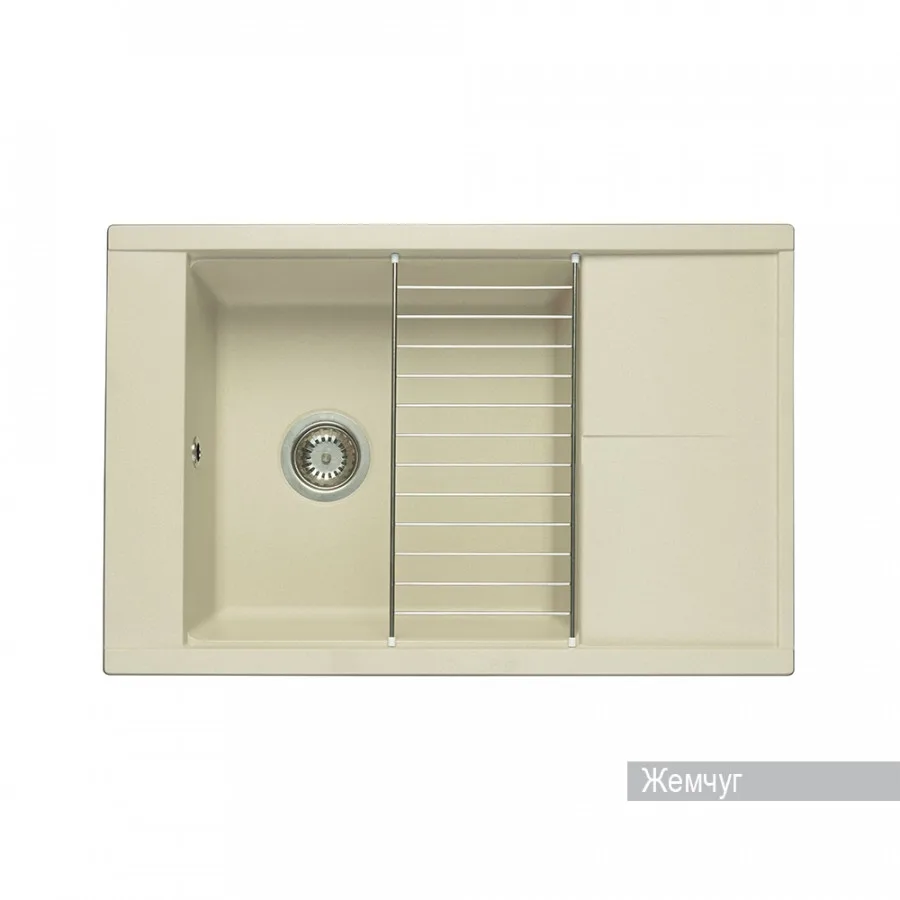Мойка для кухни AQUATON Делия 78 прямоугольная с крылом жемчуг 1A715132DE240