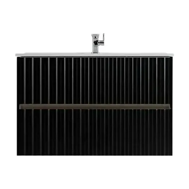 Тумба с раковиной Art&Max Элегант/Elegant 90 с LED подсветкой ручек черный матовый