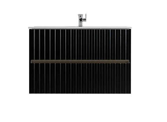Тумба с раковиной Art&Max Элегант/Elegant 90 с LED подсветкой ручек черный матовый
