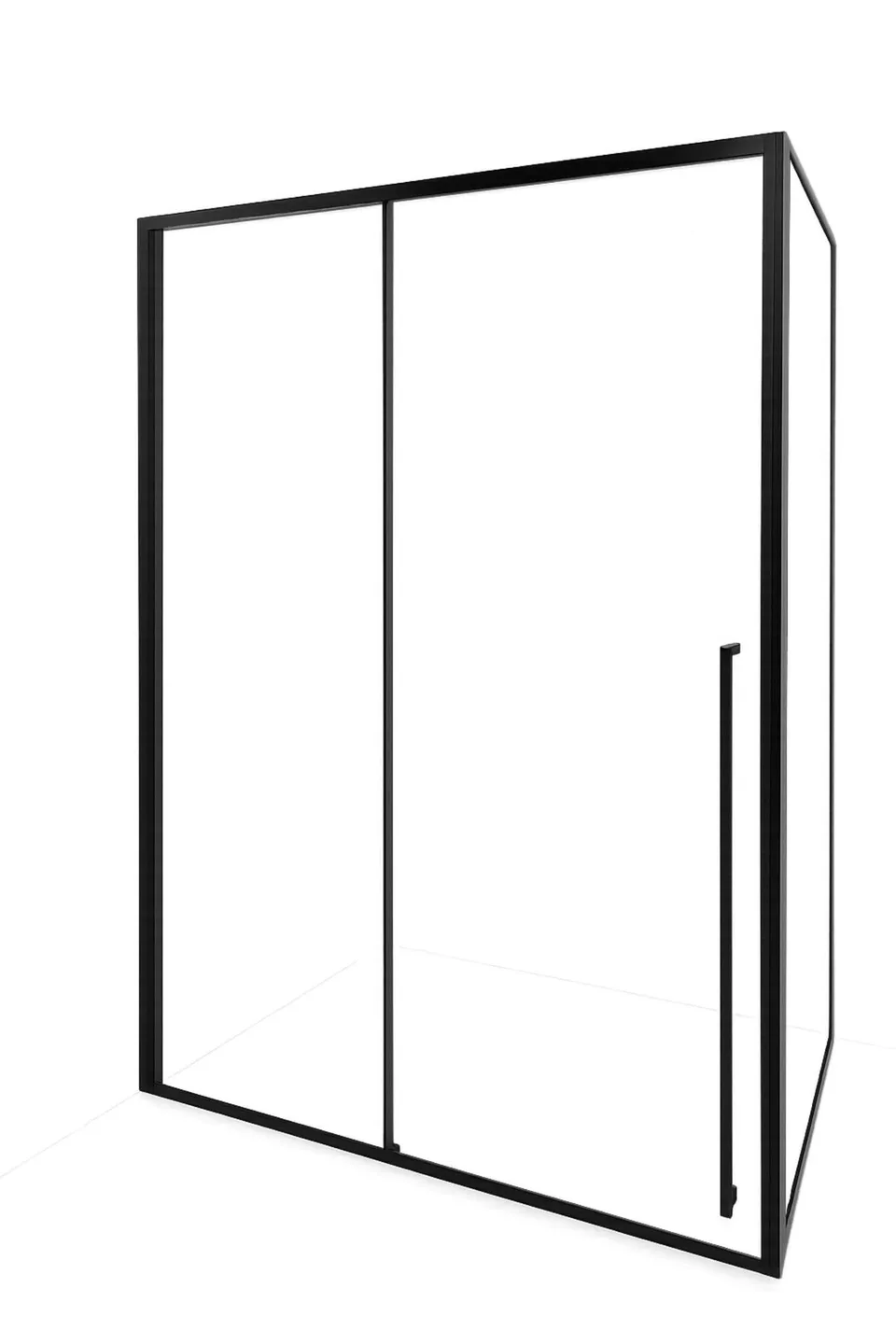 Timo Душевая дверь TDSS-140/03C-8R, раздвиж 1400*2000, проф черный + торцевое стекло TSS-900/03C-8 900*2000, проф черный