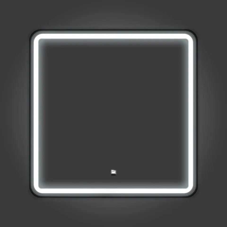 Зеркало Comforty Ситара 80 LED-подсветка, в черной алюминиевой раме, бесконтактный сенсор