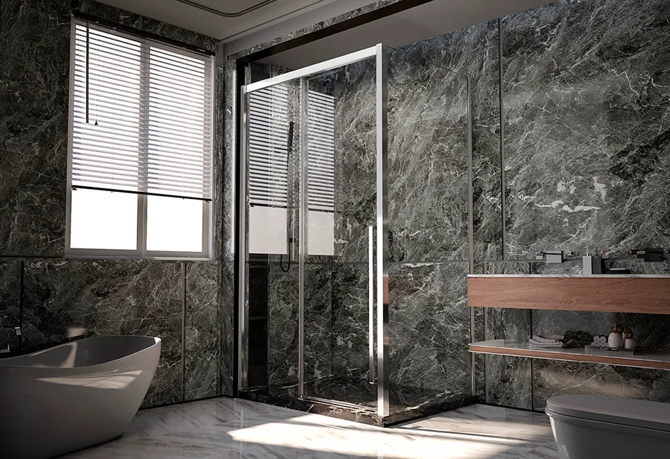 Боковая панель Veconi Premium Trento SP-30CH, 800х2000 хром, стекло прозрачное