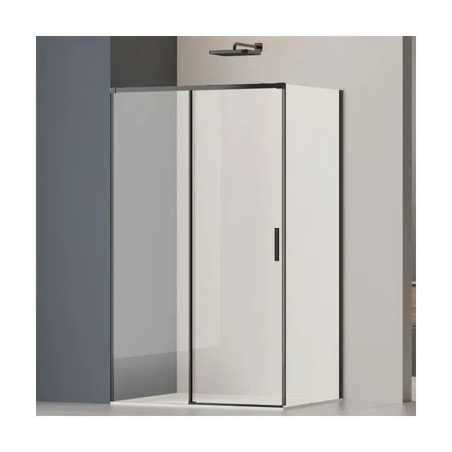 Душевой уголок Vincea Софт 2 (Soft 2) VSR-3SO28011CLB 110х80 стекло прозрачное 6 мм профиль черный без поддона