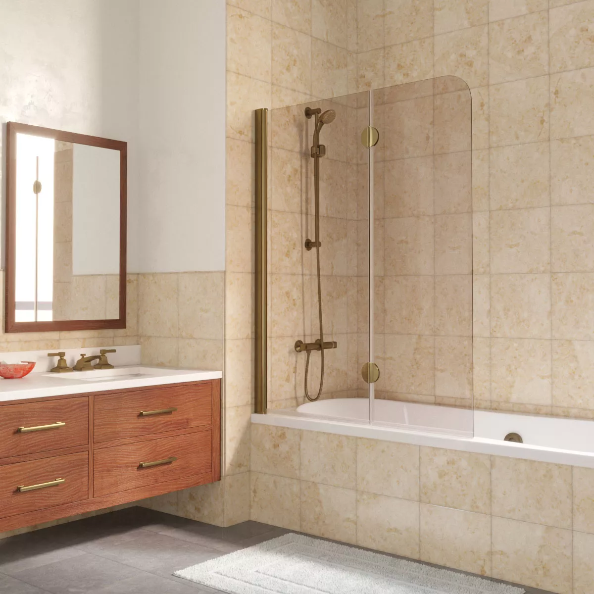 Шторка на ванную E2V LUX 120 05 05 L, профиль бронза, стекло бронза