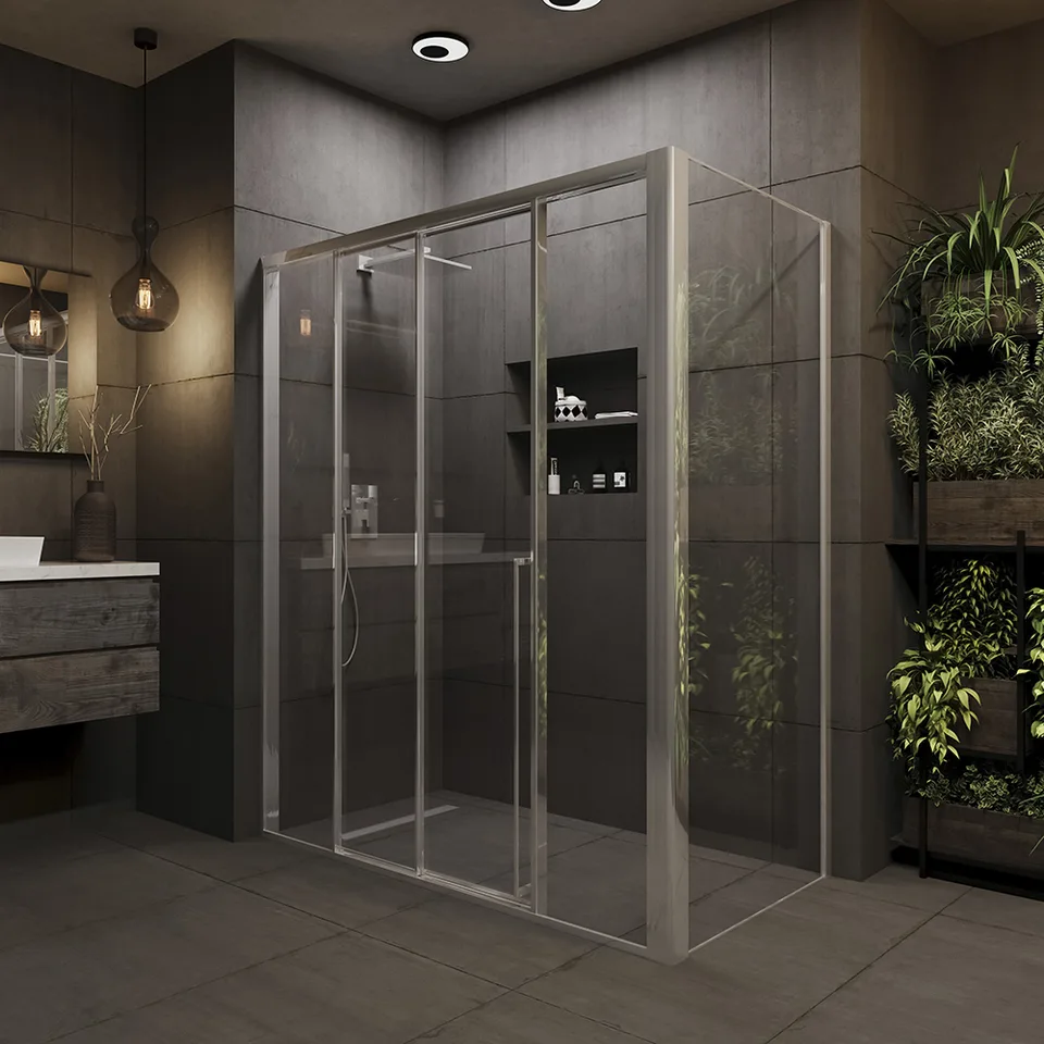 Боковая панель Veconi Premium Prato SP CH, 900x2000, хром, стекло прозрачное