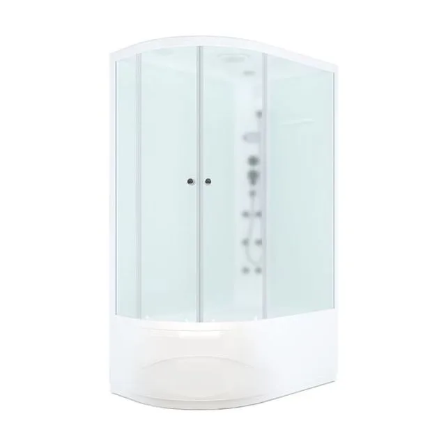 Душевая кабина Domani-Spa Delight Slim 128 high (120х80 см), правое исполнение — белые стенки, сатин-матированные стекла, блок управления, вертикальный гидромассаж, белый профиль