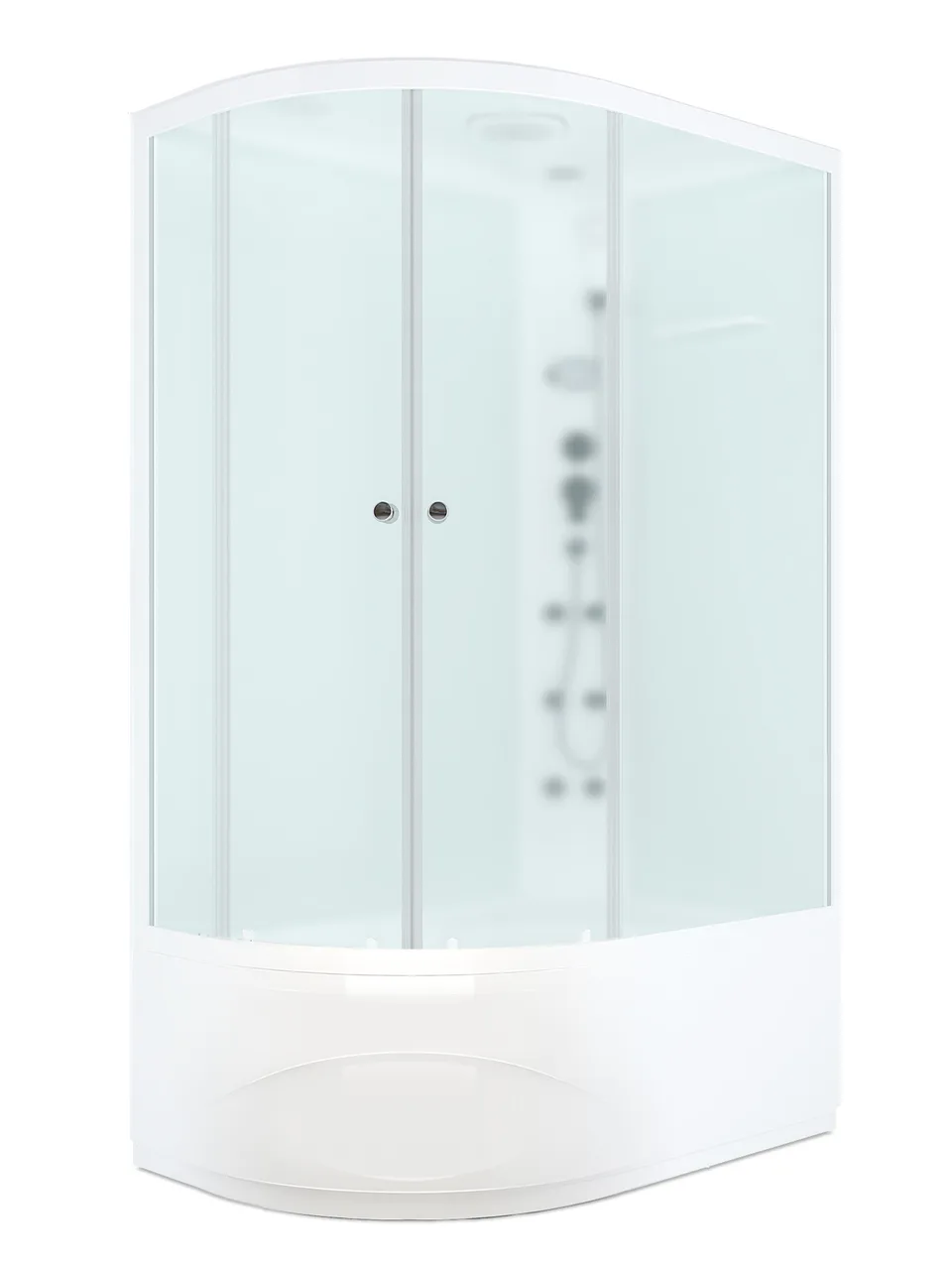 Душевая кабина Domani-Spa Delight Slim 128 high (120х80 см), правое исполнение — белые стенки, сатин-матированные стекла, блок управления, вертикальный гидромассаж, белый профиль