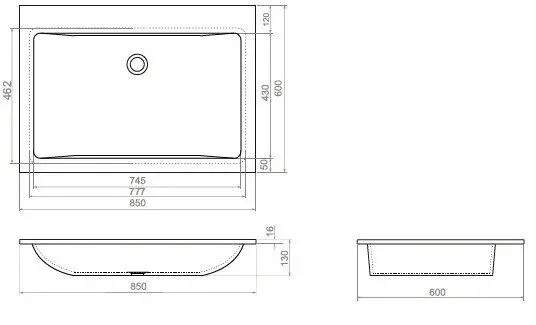 Встраиваемая раковина Esse IN F 850/1 85*60