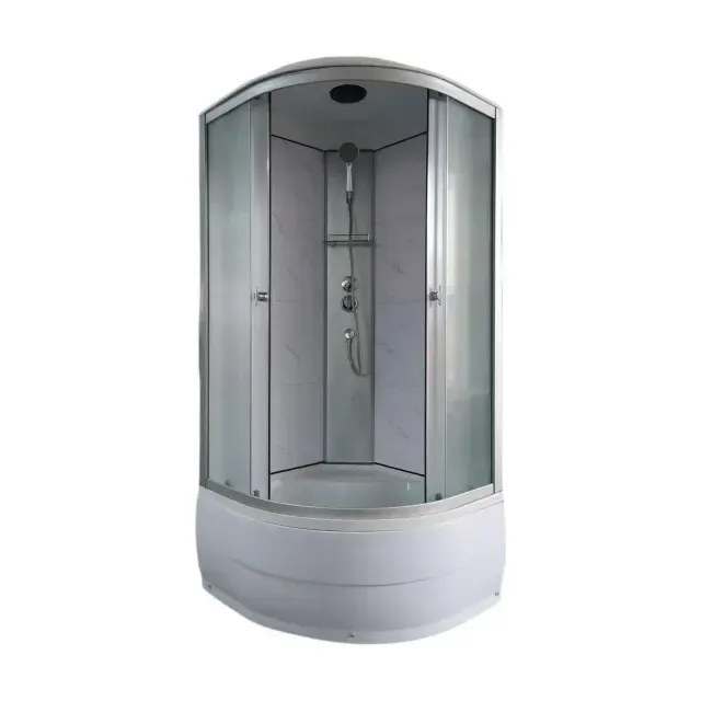 Душевая кабина AQUAPULSE 4002Е 90х90х220см. fabric white marble (в/п) с пластиковой задней стенкой.