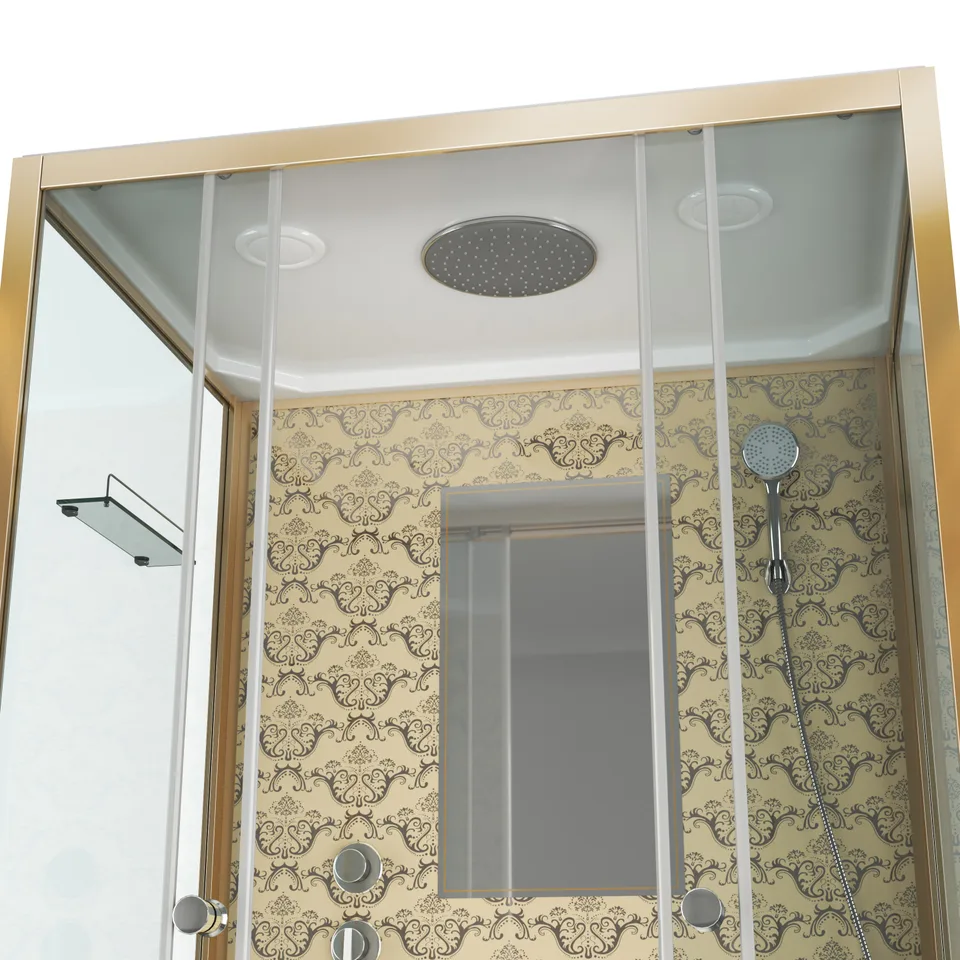 Душевая кабина Niagara Luxe NG-7772QG (120x90х210) низкий поддон(15см),дверь раздвижная,стенки золото,4 места