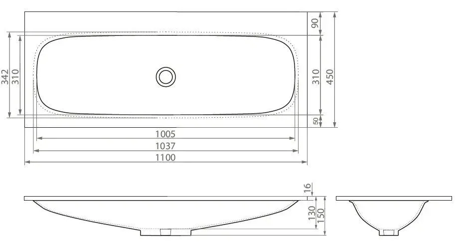 Встраиваемая раковина Esse IN F 1100/1 110*45