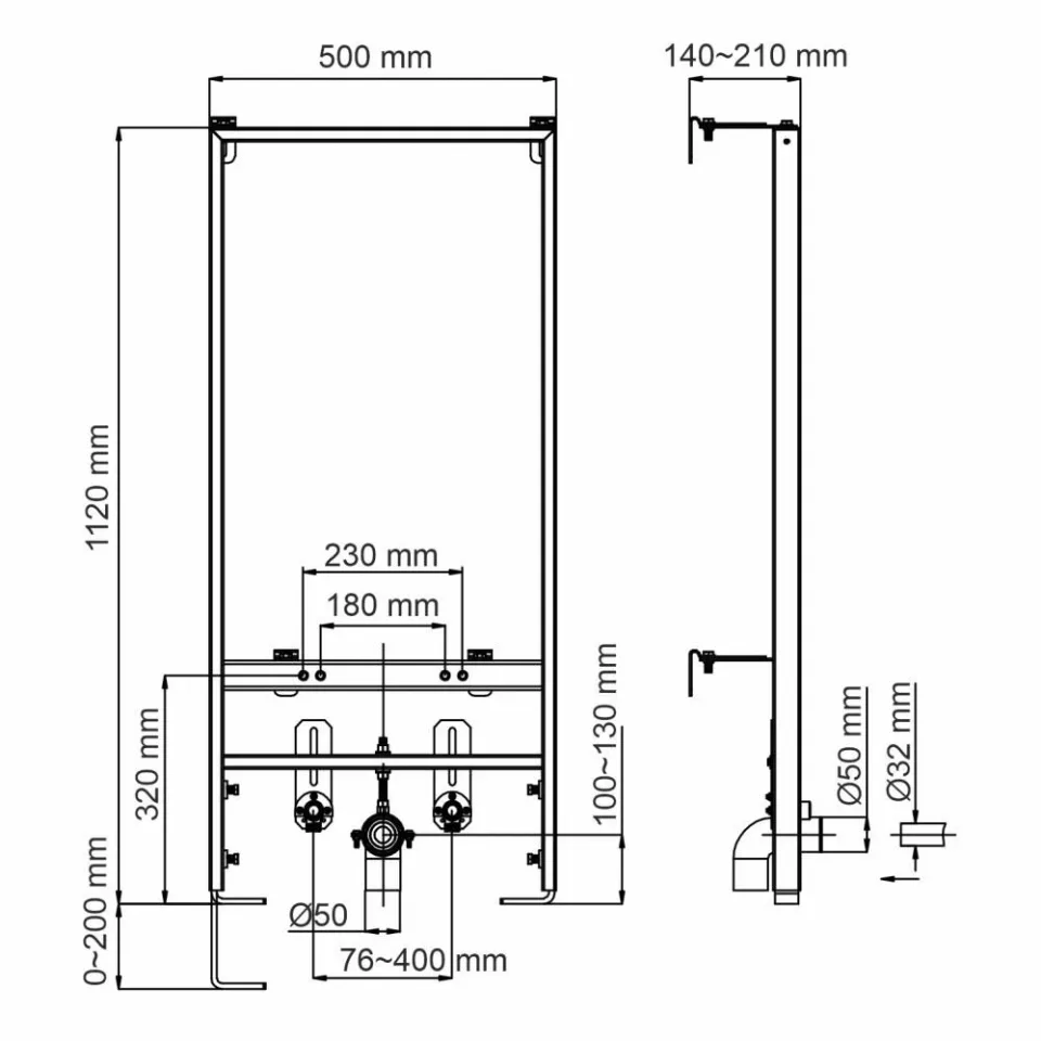 Монтажная рама для биде WasserKRAFT Aller 10BDT.020
