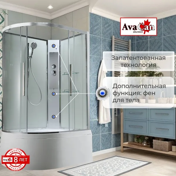 AvaCan Душевая кабина EM5812RNT без крыши прозрачная
