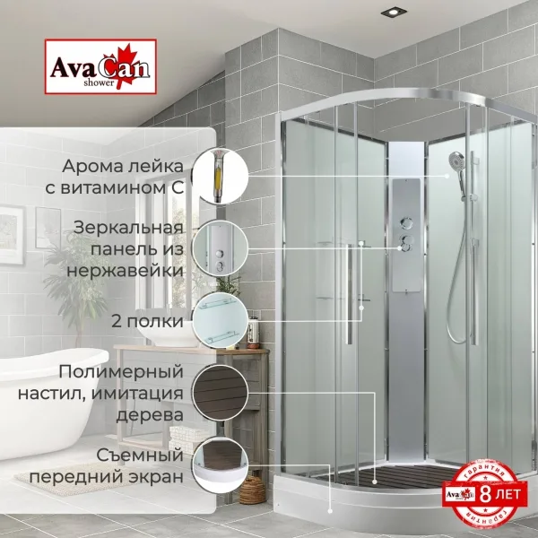AvaCan Душевая кабина EM2011NT без крыши прозрачная