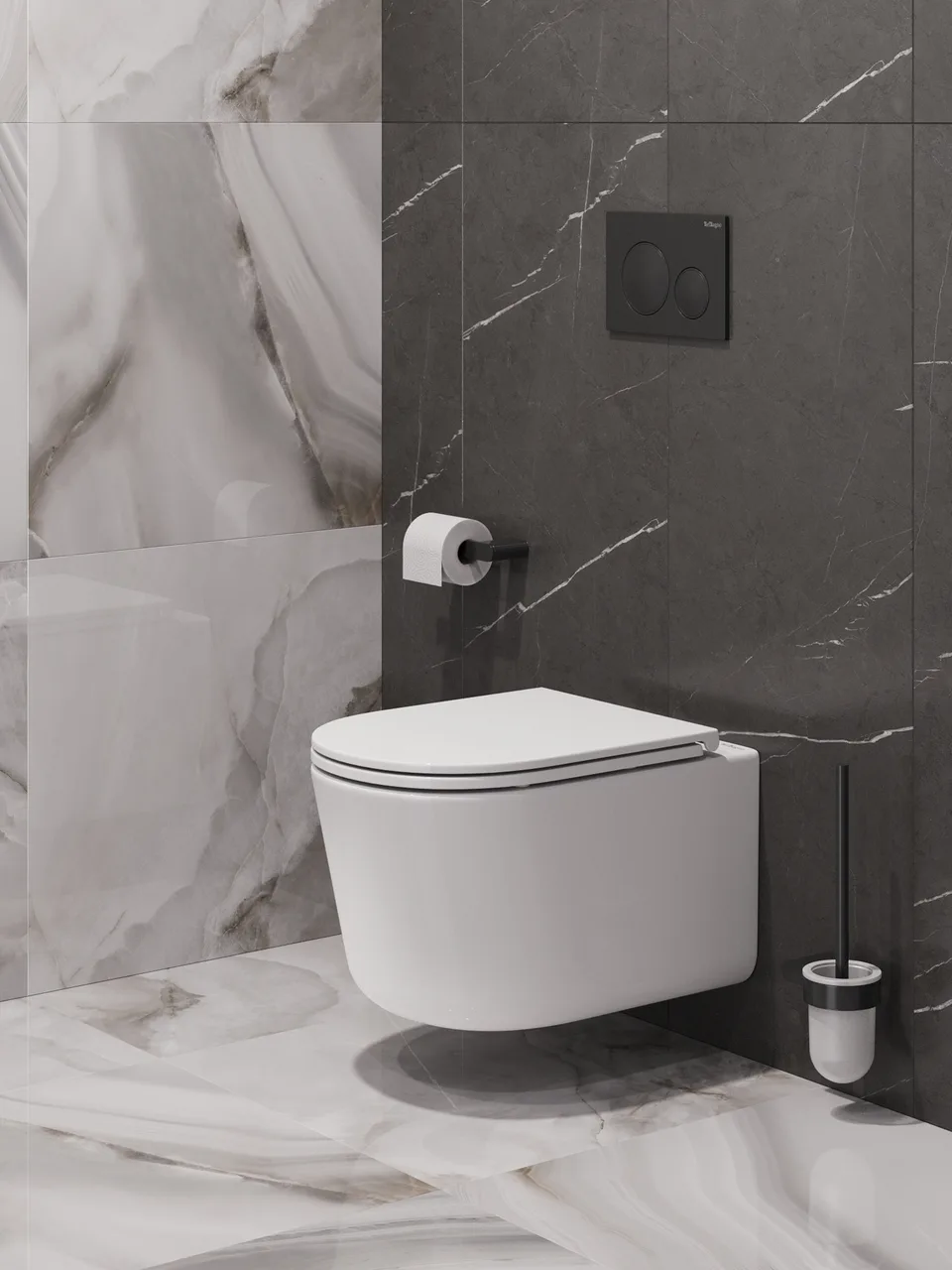 Унитаз подвесной безободковый с сиденьем и смывом TORNADO BelBagno UNIQUE BB007CH-TOR/SC