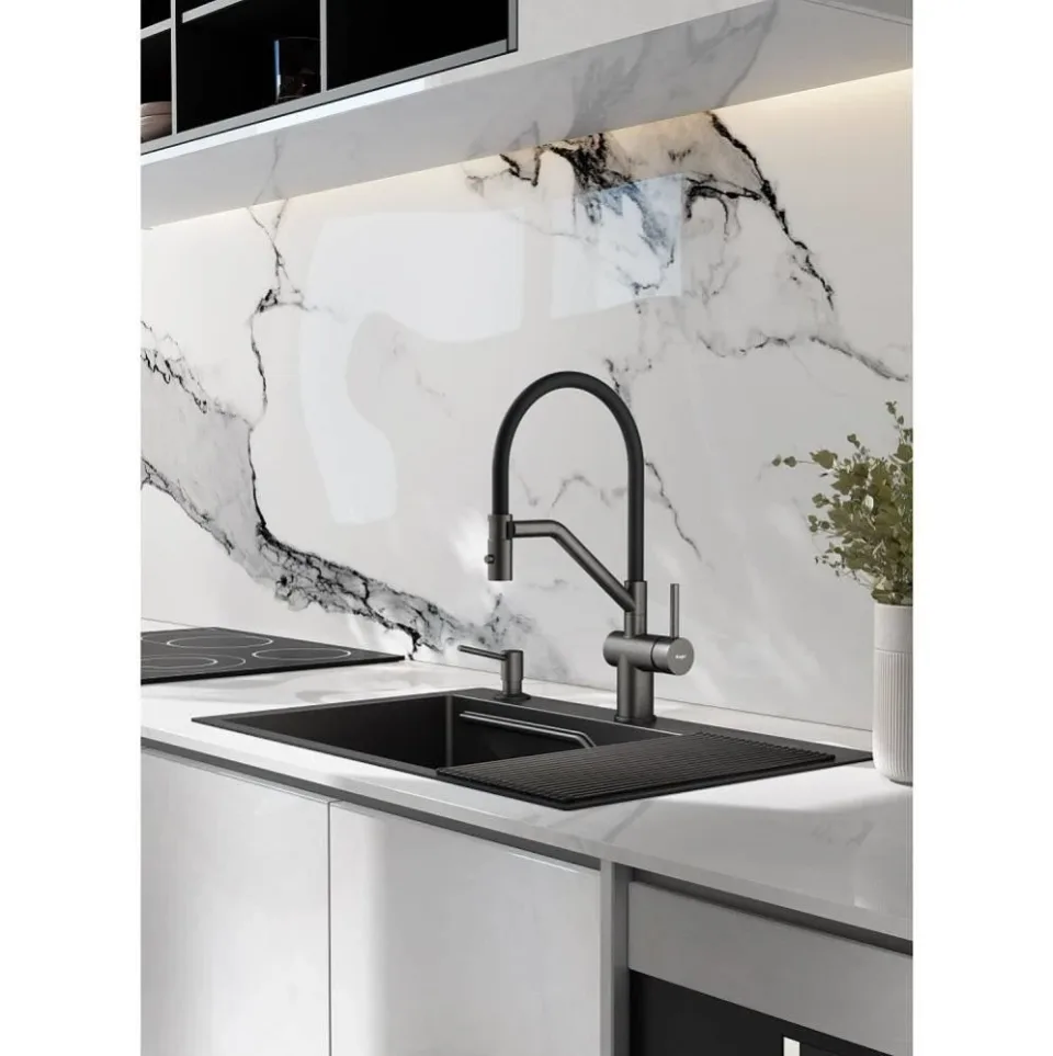 Смеситель Raglo R86.41.09 для кухни с гибким изливом графит