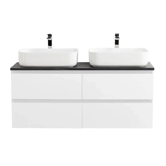 Тумба с раковиной BelBagno Крафт (Kraft) 120 с четырьмя ящиками белый матовый (столешница черный матовый мрамор)