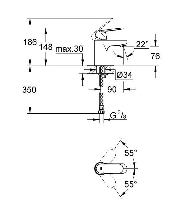 Смеситель Grohe Eurosmart Cosmopolitan 32824000 для раковины