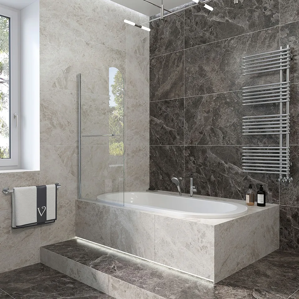 Шторка на ванну Veconi PL79-90-01-C4 90×150 см, профиль хром