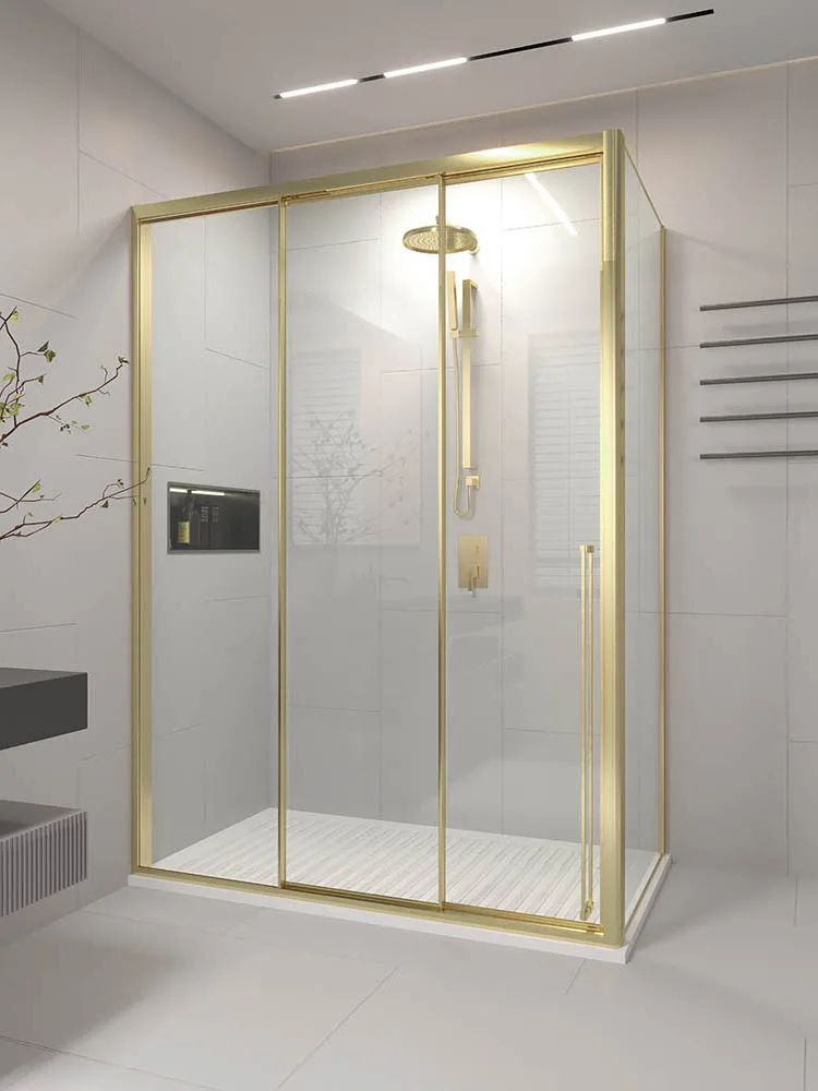 Боковая панель Veconi Premium Prato SP G, 900x2000, золото брашированный, стекло прозрачное