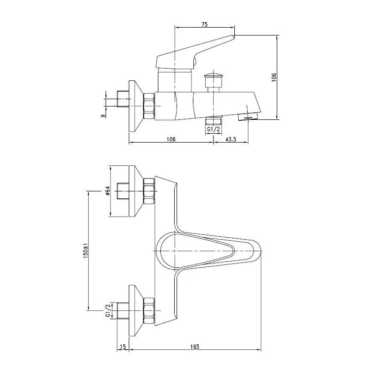 Смеситель Aquanet Round Handle SD90701 для ванны и душа