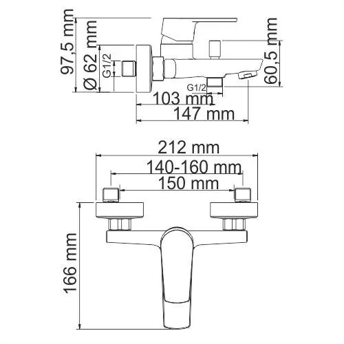 Смеситель WasserKRAFT Dill 6101 для ванны и душа