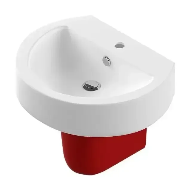 Раковина Sanita Luxe Best 55,8*44,8 с полупьедесталом Best Color Motion Red