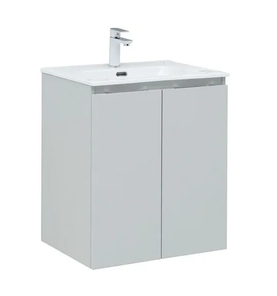 Тумба с раковиной Aquanet Алвита New 60 2 дверцы, серый