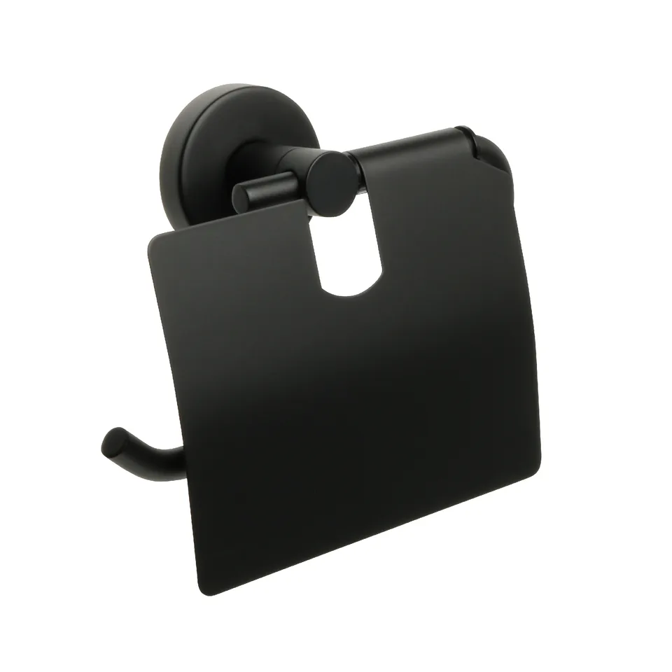 «COMFORT BLACK» Бумагодержатель с крышкой черный FX-86010 Fixsen