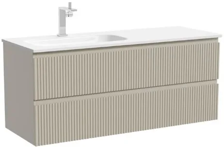Тумба под раковину Sancos Сноб Р (Snob R) SNR120LCE 120 см подвесная левая 2 ящика бежевый матовый (beige soft)