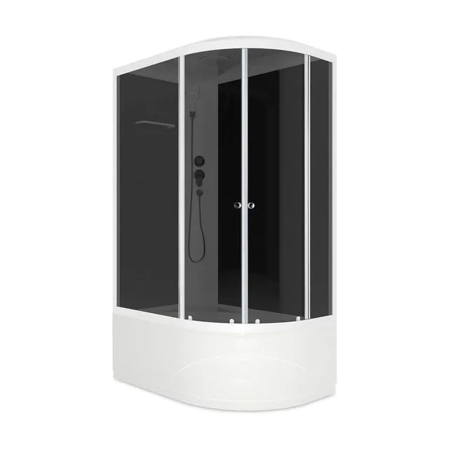 Душевая кабина Domani-Spa Delight Slim 128 high (120х80 см), левое исполнение — черные стенки, тонированные стекла, белый профиль