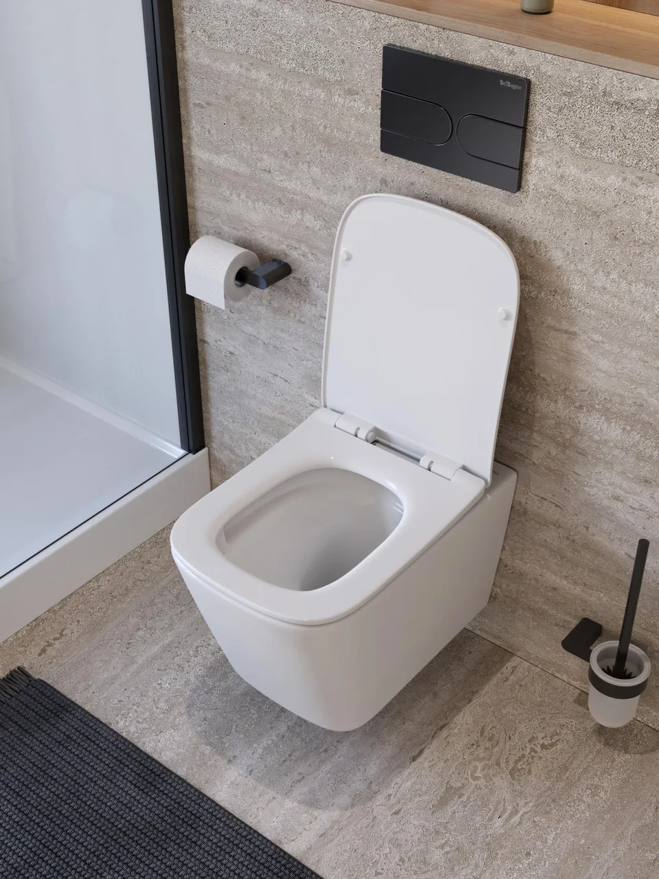 Унитаз подвесной безободковый с сиденьем и смывом TORNADO BelBagno KRAFT-TOR BB7106CH-TOR/SC