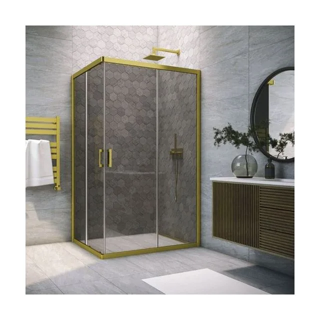Душевой уголок ZA-F NOVO h2000 90*85 03 07, профиль золото матовое, стекло графит