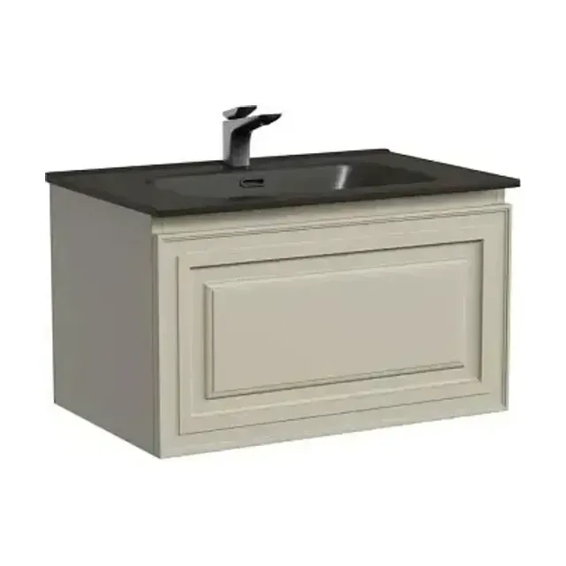 Тумба с раковиной Sancos Very 70 Beige Soft (раковина Element CN7007MB черная матовая)