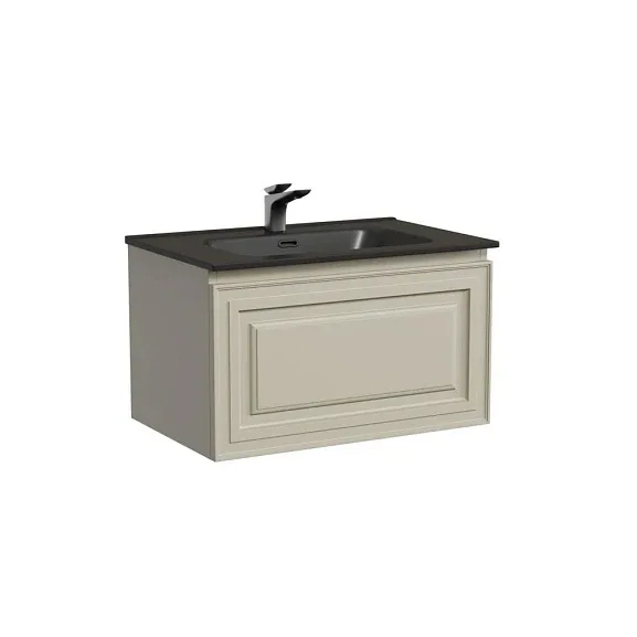 Тумба с раковиной Sancos Very 70 Beige Soft (раковина Element CN7007MB черная матовая)