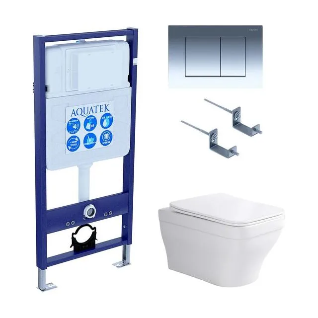 Set AQUATEK АМАДЕО (рама AQUATEK Standard INS-0000012 с звукоиз.прокладкой+крепеж KKI-0000002+кнопкаKDI-0000010+унитаз АМАДЕО AQ1163-00 с крышкой-сиденьем soft-close)